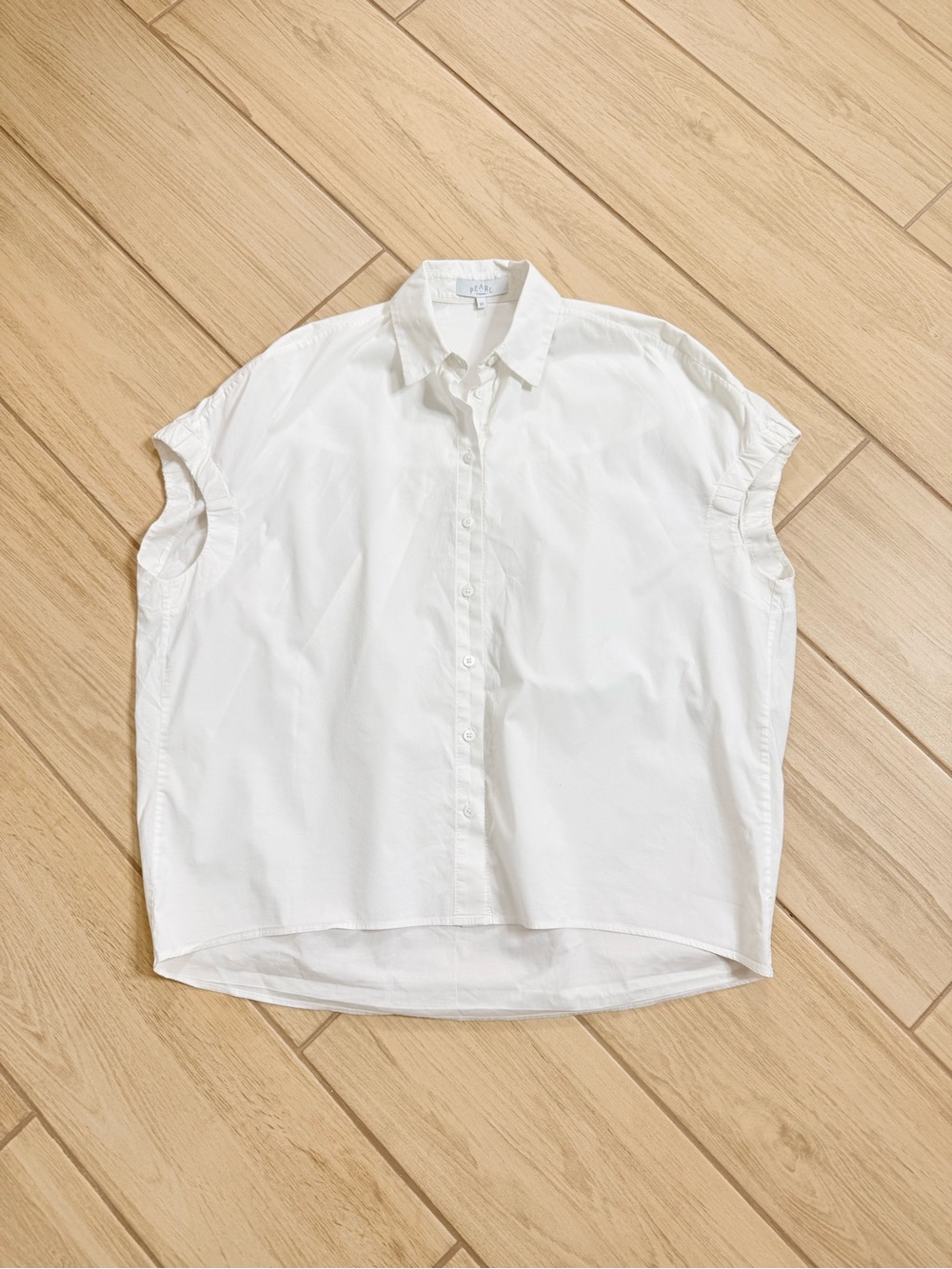 Pearl by Lela Rose White Button Down Shirt Blouse Poplin Short Sleeve Size XS - Picture 2 of 8